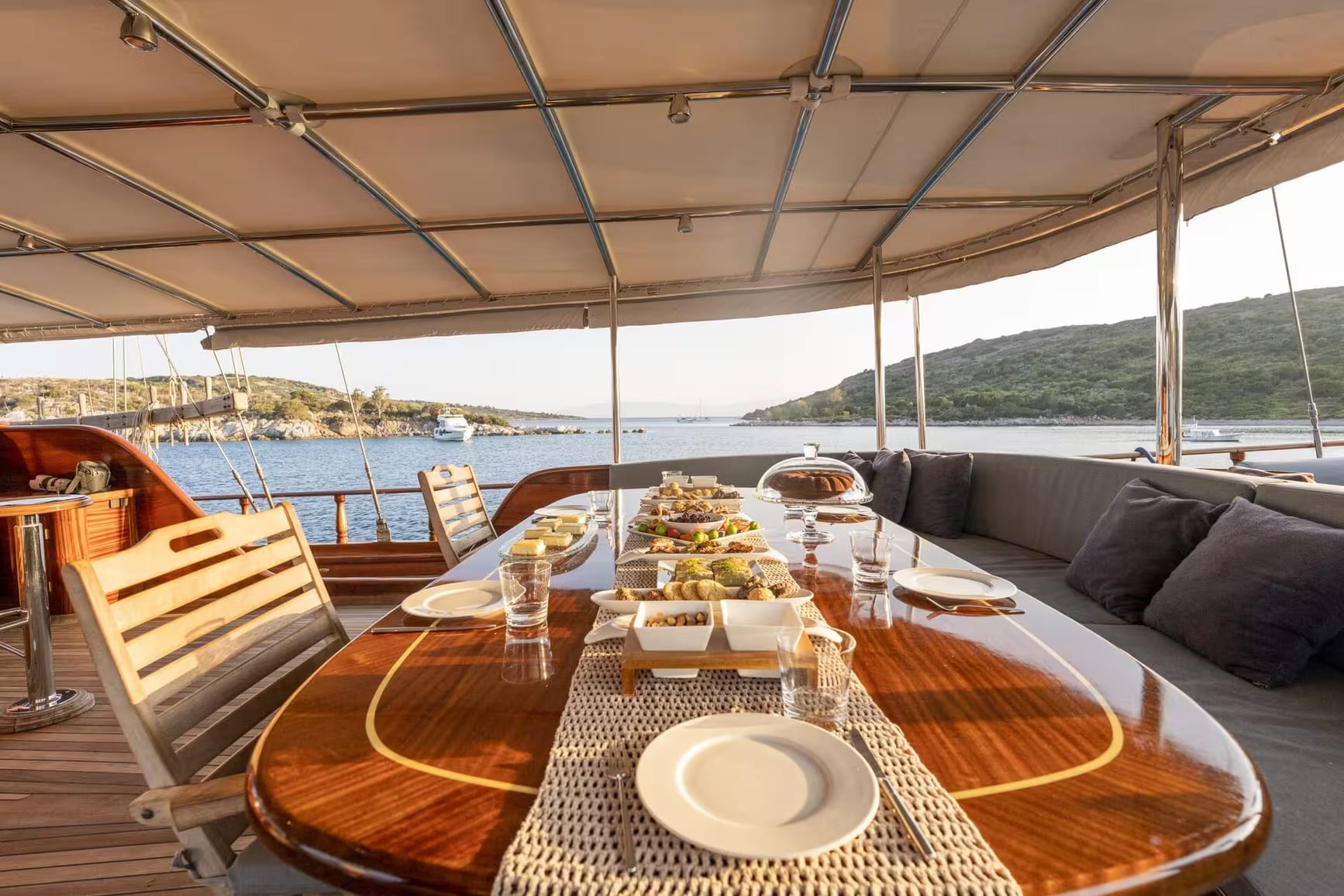 Golden hour on the aft deck